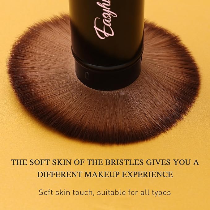 Retractable Kabuki Makeup Brushes 2 Pcs Blush Brushes Set Portable Powder Brushes with Flat and Angled Top for Liquid Cream Cosmetics Travel