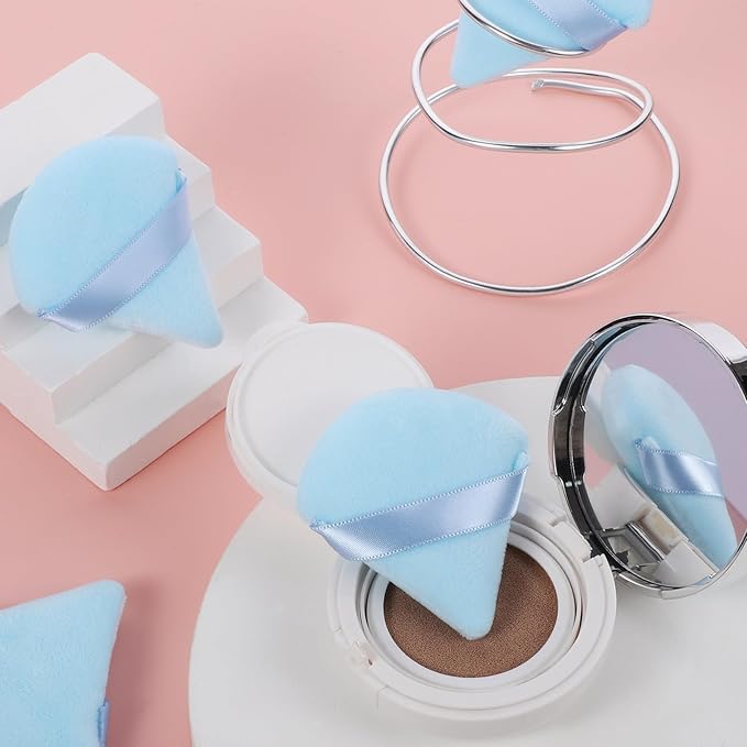 Pimoys 6 Pieces Powder Puff Triangle Makeup Puffs for Face Powder Setting Powder Cosmetic Foundation Blending Sponge Beauty Makeup Tool, Black and Blue