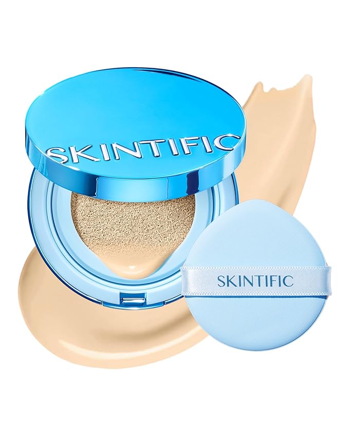 Velvet Matte Cushion Foundation Blue Ultra Cover Powder Foundation, 12h Oil-Control, Lightweight, Long-Lasting, Waterproof Korean Cushion Makeup(#01W Warm Vanilla)