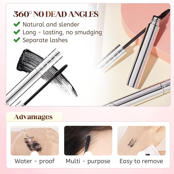 Mascara for Older Women 60 Plus, 2025 New Mascara Volume and Length for Mature Women with Thinning Lashes, Waterproof Long Lasting for Eyelash Makeup (Brown)