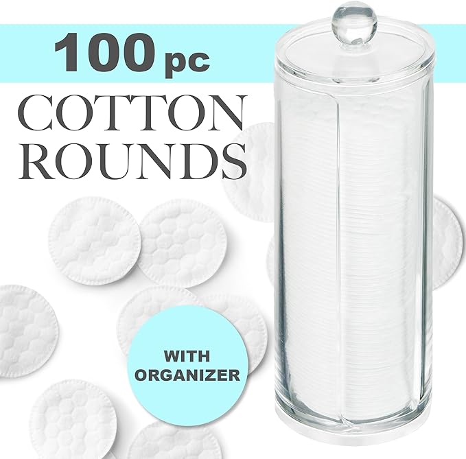 65pc Beauty Essentials Kit - Includes Cotton Pads/Cotton Rounds for Face w/Organizer - Beauty & Spa Skincare Accessories & Organizer Box