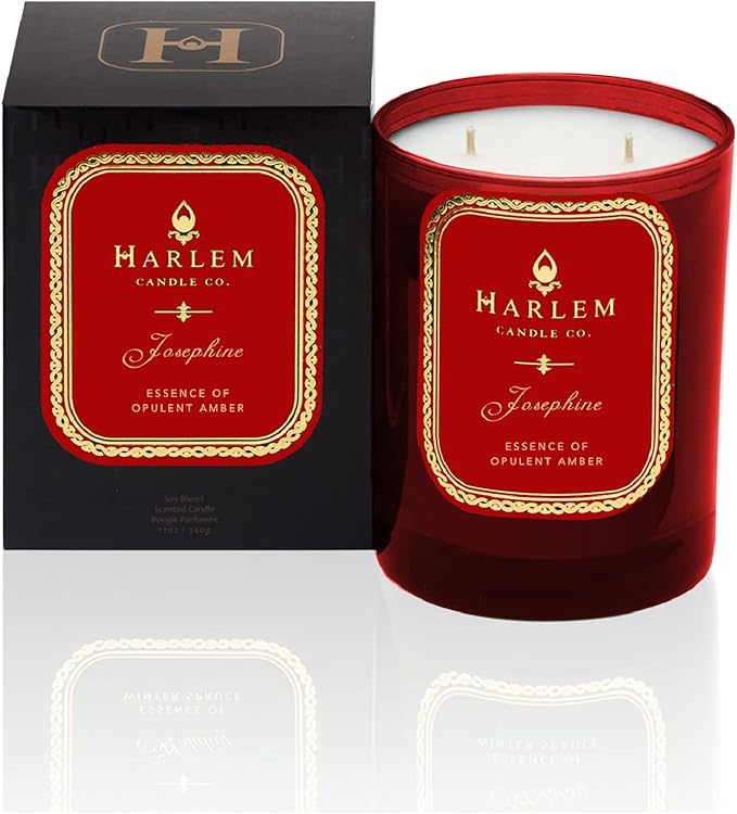 HARLEM CANDLE CO. Josephine - Luxury Scented Soy Candle, 11 oz - 80-Hour Burn Time | Rose, Jasmine, Warm Amber, Tonka Bean, and Sandalwood | Scented Candles for Home