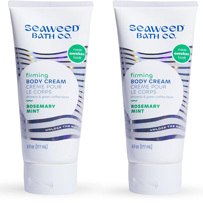 Seaweed Bath Co. Firming Body Cream - Rosemary Mint - Hydrating Hand and Body Lotion with Hyaluronic Acid - Toning Skin Moisturizer for Dry Skin - 6 oz (Pack of 2)