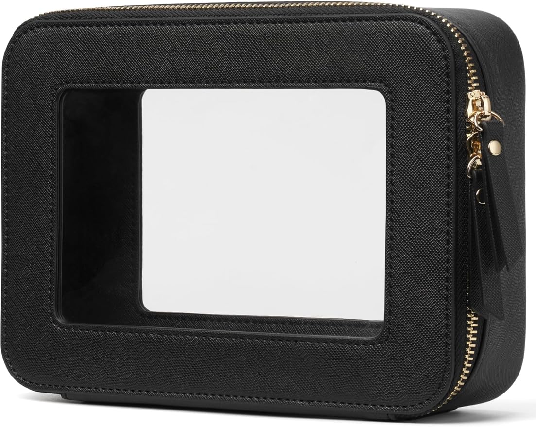 Popvibe Clear Makeup Bag Travel Cosmetic Case Transparent Toiletry Bag with Zipper, Portable Make Up Organizer Traveling Compact Car Bag for Essentials