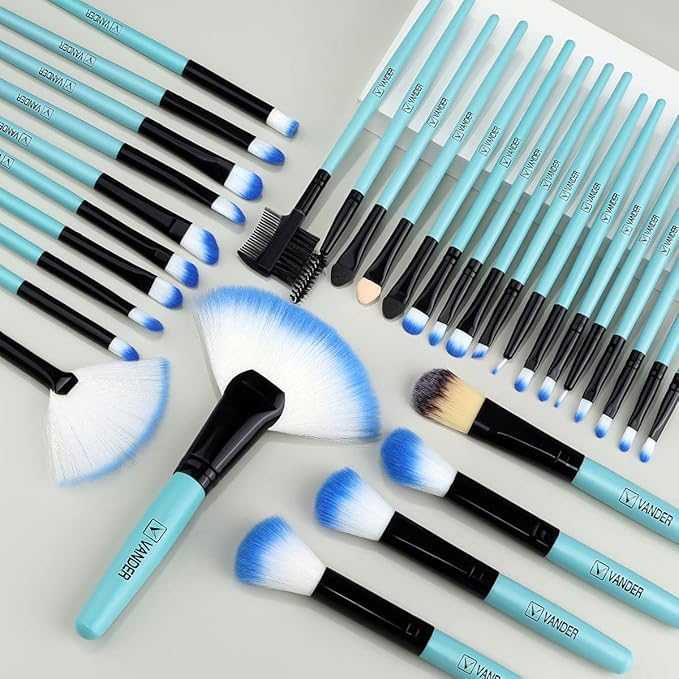 Make up Brushes, VANDER Professional 32pcs Makeup Brush Set, Makeup Brushes Set Foundation Blending Cosmetic Brush Set Kit,Blue