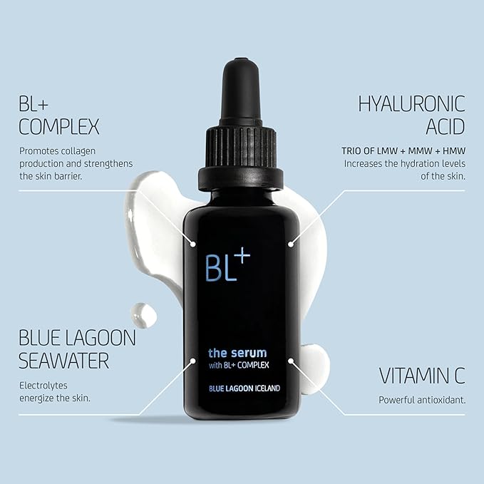 Blue Lagoon Iceland BL+ The Serum Daily Anti-Aging Facial Treatment | Sustainable, Bioactive Luxury Skincare (Full Size, 1 fl oz | 30 ml)