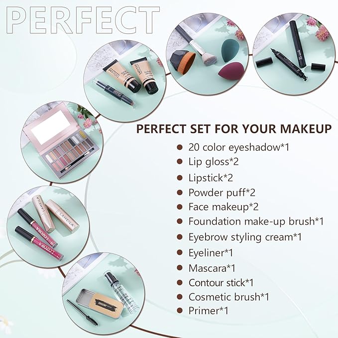 Makeup Kit for Teens for Makeup Set for Teenagers 14-16 Includes 20 Colors Eyeshadow Palette Makeup Kit for Girls 10-12 Eyeliner Stamp Gift Set