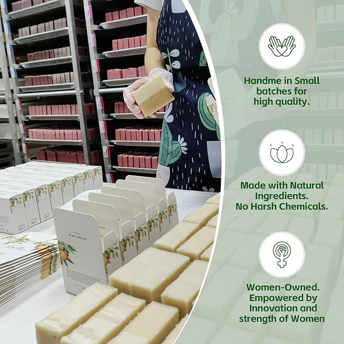 Natural Amor Handmade Soap Bar Gift Set 2pk with Soap Dish and Soap Saver, Scented with Essential Oils, Made with Natural Ingredients for All Skin Types