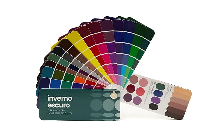 Multilingual Deep Winter Palette Color Fan by Studio Immagine, Personalized Color Guide for Cost Saving, Smart Shopping, Outfit & Wardrobe Planning; Invierno Oscuro/Inverno Escuro