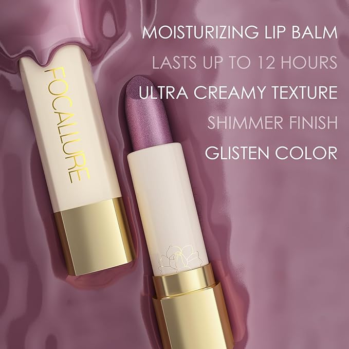 FOCALLURE Moisturizing Shiny Lipstick,Pearl Shimmery Finish,Hydrating Tinted Lip Balm with Creamy Texture,Long Lasting High Pigmented Lip Stain,Sweet Karma