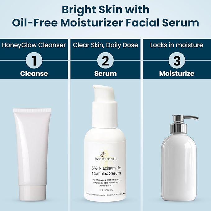 6% Niacinamide Complex Serum for Face with Hyaluronic Acid & Honey, Reduced Potential for Irritation, Pore Minimizer, Hydrating Facial Serum for Skin Even Tone – Anti-Aging for All Skin Types 2 fl oz