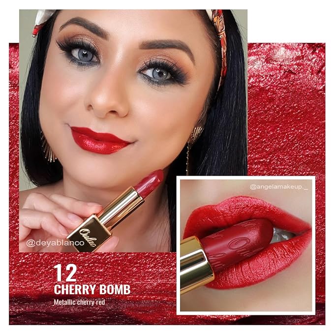 Oulac Red Lipstick & Lipliner Set High Impact Lipcolor with Moisturizing Formula, Vegan Beauty, Full-Coverage Lip Color, Gift Lipstick for Women, 07+12+D03