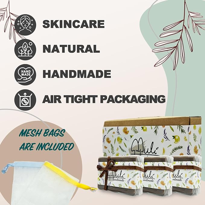 Natural Handemade Bar Soap for Men and Women with Essential oils, Scented Bar Soaps for Bath, Fragrance Gift Set (Pack of 3) Comfrey