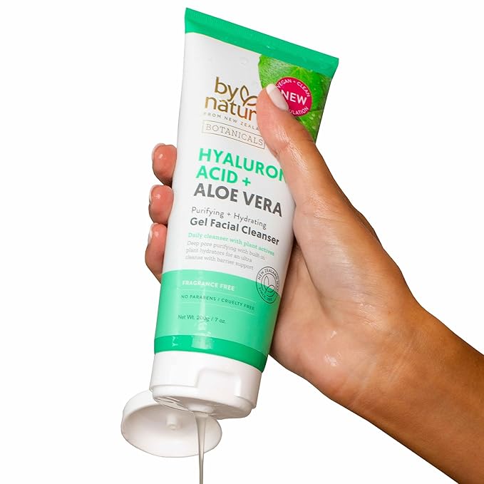 By Nature Hyaluronic Acid + Aloe Vera Facial Cleanser to Hydrate & Brighten Your Skin - Skincare from New Zealand - Premium Face Cleanser - 7oz