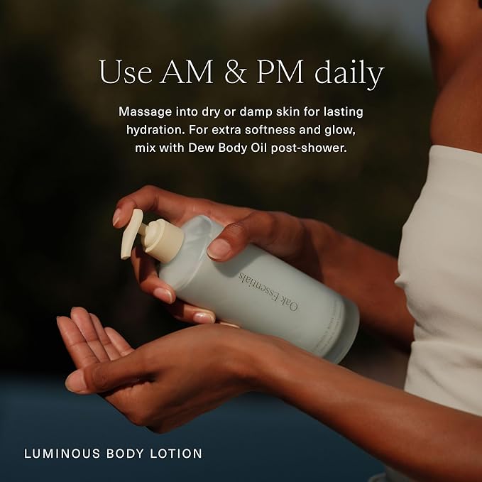 Oak Essentials Luminous Body Lotion | Hydrating Blue Tansy Body Lotion with Rose Oil, Turmeric, Shea Butter and Coconut Oil, 10.1 Fl Oz