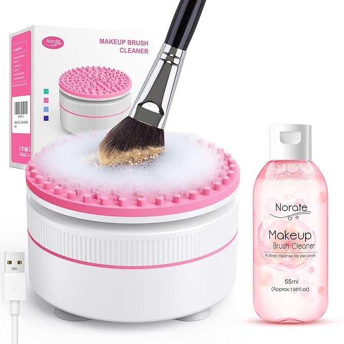Norate Makeup Brush Cleaner, Stocking Stuffers for Women, Moms, Teen Girls, Electric Makeup Brush Cleaner Machine Solution, Removes Residue from Makeup Brushes with Deep-Clean Cruelty-Free Shampoo
