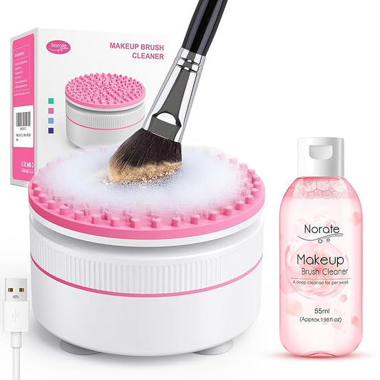 Norate Makeup Brush Cleaner, Stocking Stuffers for Women, Moms, Teen Girls, Electric Makeup Brush Cleaner Machine Solution, Removes Residue from Makeup Brushes with Deep-Clean Cruelty-Free Shampoo