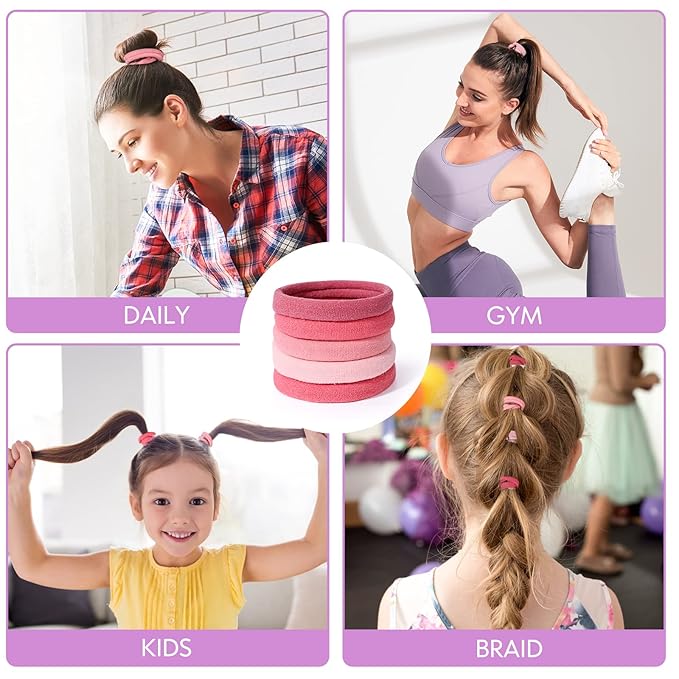 URTHEONE Scalp Massager Shampoo Brush, Hair Scalp Scrubber Head Massager with Soft Silicone Bristles for Women Men Kids Pets Shower and Hair Growth(Pink) Includes 5 Pcs Hair Ties