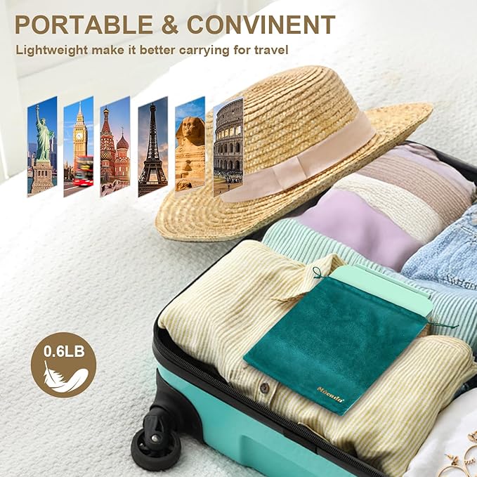 Mocado LED Foldable Travel Makeup Mirror - 5x7 inches3 Colors Light Modes USB Rechargeable Touch Screen, Portable Tabletop Cosmetic Mirror for Travel, Cosmetic, Office (Green)