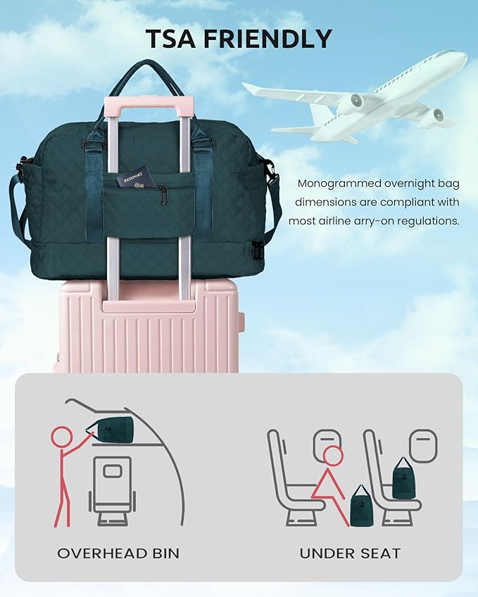 Gifts for Teenage Girls-Initial Travel Bag with Shoe Compartment, Personalized Weekender Bag, Monogram Overnight Bag for Women, Letter Travel Bag with Makeup Bag Graduation Gifts (Letter Y)