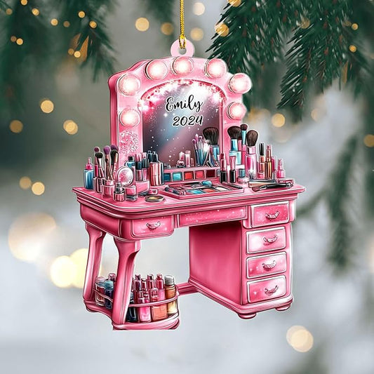Personalized Makeup Tools Ornament – Custom Beauty Christmas Tree Decoration, Holiday Keepsake Gift for Makeup Artists, Cosmetologists, Beauty Lovers, Salon Owners, Families and Coworkers (MKH5)