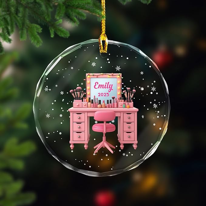 Personalized Makeup Tools Christmas Ornament 2025, Makeup Box Christmas Ornament Gift for Makeup Artist, Christmas Tree Decor for Makeup Shop, Gift for New Makeup Coworkers (Makeup 3)