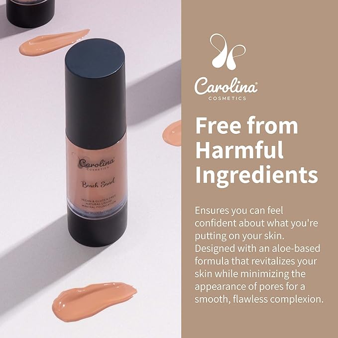 Foundation in Beach Sand Shade Plant-Based - Hydrating, Pore-Minimizing & Buildable Coverage - Vegan, Non-GMO, Paraben-Free - 1oz