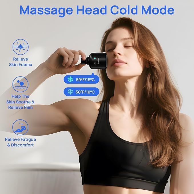 Massage Gun Head with Heat and Cold,Relief Muscle Pain Massage Gun Accessories,Deep Tissue Sports and Fitness Massager Heads,Rechargeable Massager Head,2025 Gifts for Man&Women