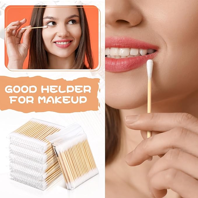 Dunzy 20000 Pcs Bamboo Cotton Swabs Bulk 2.76 Inch Double Round Cotton Swabs with Wooden Sticks Travel Size for Ears Makeup Daily Cleaning Pet Care Arts Crafts