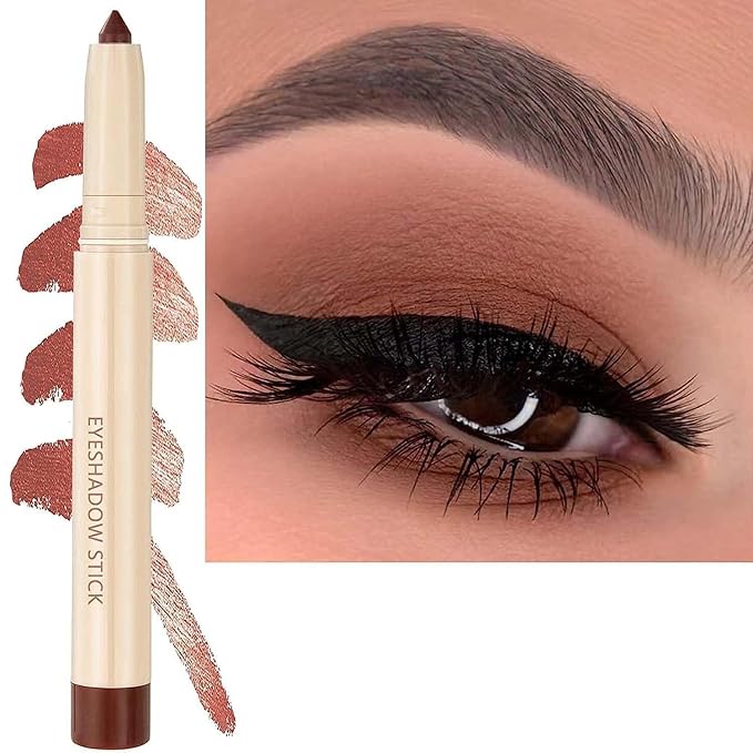 Eyeshadow Pencil Makeup, Waterproof Hypoallergenic Long Lasting Crayon, Highlighter Matte Cream Eye Shadow Stick, Glitter Primer Palette Shimmer Eyeliner Pen, Cocoa Matte