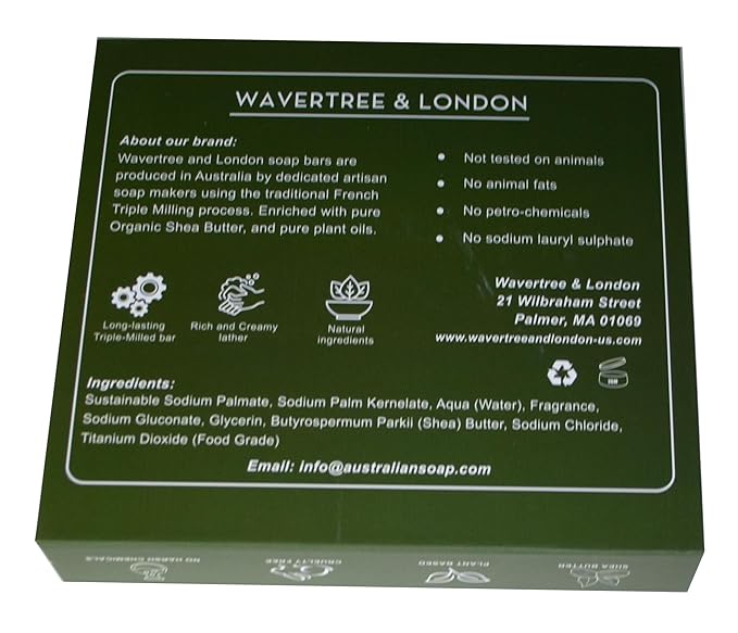 Wavertree & London Natural Soap Bars Gift Set (Set of 6), 7 Oz Assorted Scented Bar Soap Gift Box for Women & Men, Moisturizing & Pure Triple Milled Luxury Bath Soap Bars enriched with Shea Butter
