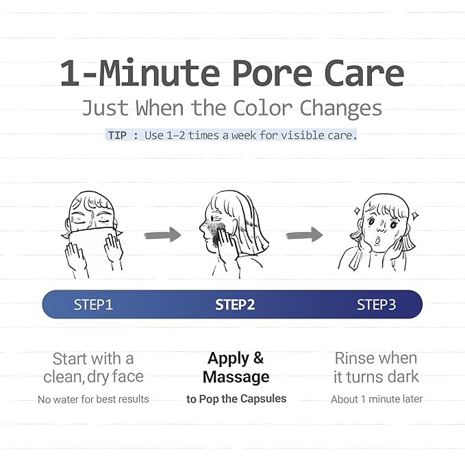 Musta Conte Mask - 1 Minute Pore Mask w/Charcoal Capsules, Finnish Birch Sap, Norwegian Cloudberry Extract & BHA - Whipped Clay Face Mask Skin Care to Refresh, Clarify & Smooth Skin (2.1 oz)