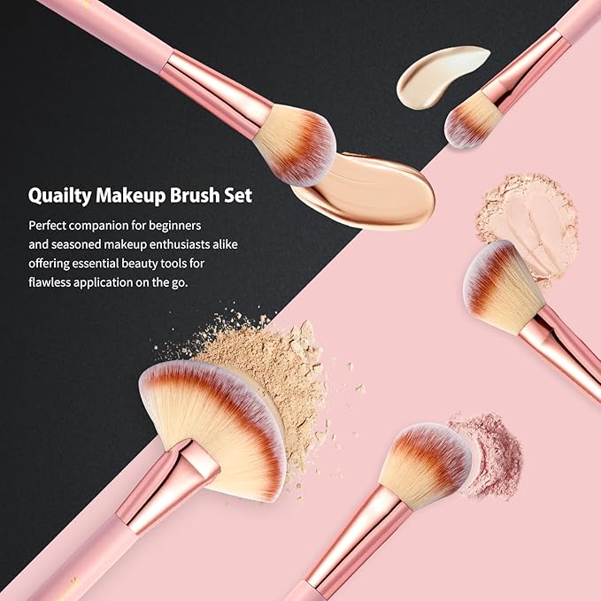 28PCS Makeup Brush Set, Quality Makeup Brushes for Women, Brush Set Make Up for Beginner Starter Professional,Pink Makeup Set with Blenders Masks Spatula,Travel-Friendly Makeup Brush Set with Case