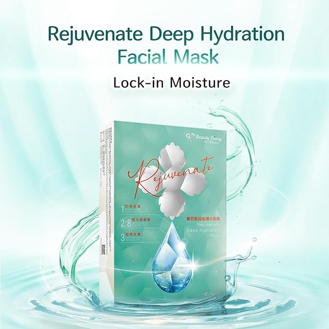 My Beauty Diary Rejuvenate Deep Hydration Mask, Moisturizing and Nourishing Facial Mask, Improve skin texture, Self Care Face Sheet Mask for Dry Skin and All Skin Types (5 pcs)