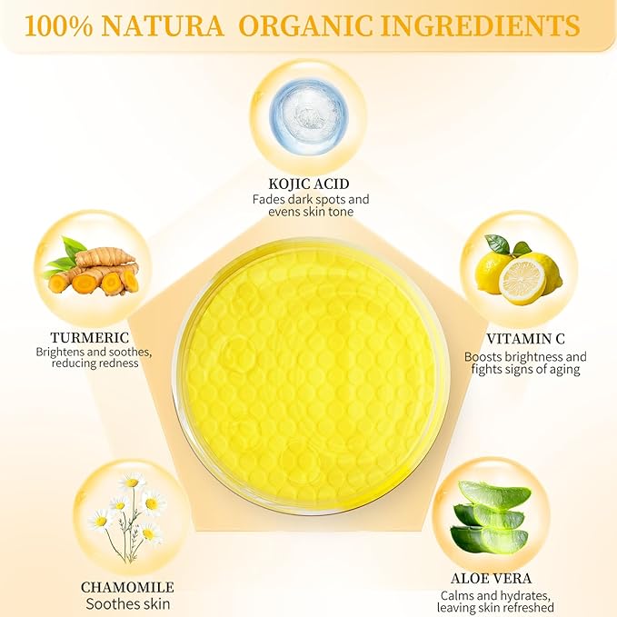 Turmeric Kojic Acid Cleansing Pads for Dark Spots, Lemon Turmeric Pads with Vitamin C & E, Deep Clean Pores, Hydrate & Plump Skin Exfoliating with Kojic Acid 50 Count