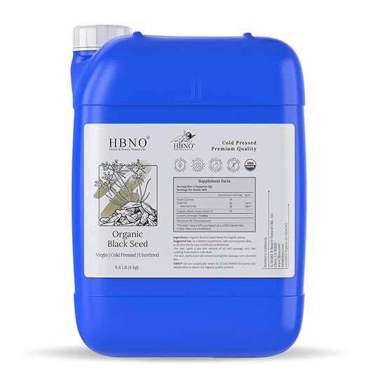 HBNO Organic Black Seed Oil - 8.8 lbs (4kg) - Ideal for Shampoos,Conditioners Soaps, Diffusers, Lotions, and Skin Care Products.