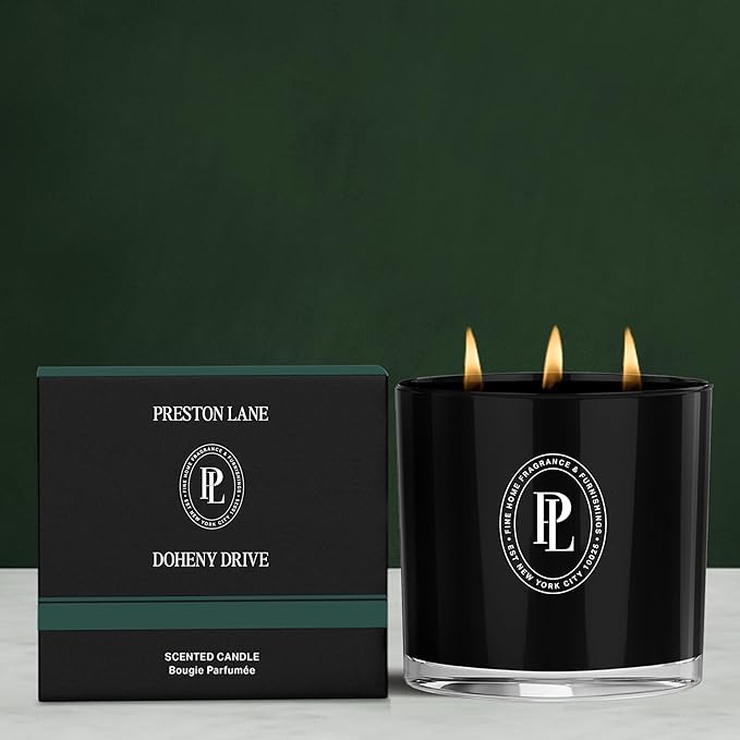 Preston Lane The Deluxe 3-Wick Candle, Scented Candle with Vegan, Soy Wax Blend, Doheny Drive, 24 Oz