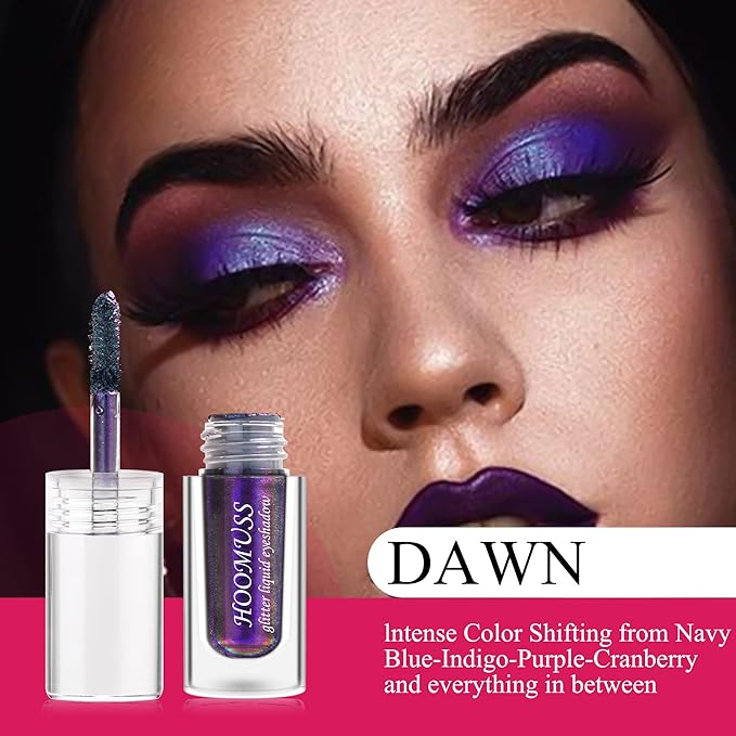 Glitter Liquid Eyeshadow, 3Colors Chameleon Liquid Metallic Eyeshadows Holographic Glitter Multichrome Eye Makeup Set, Long Lasting Wearing, Highly Pigment, Quick-Drying (#1+3+6)