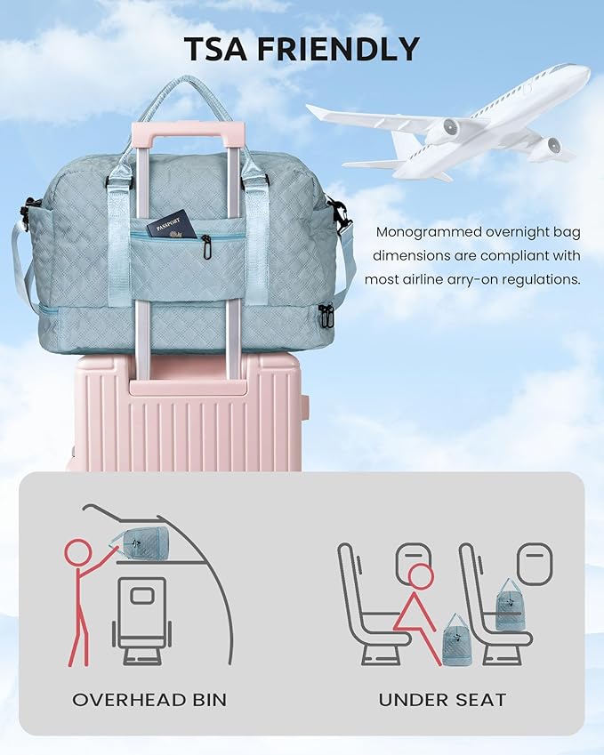 Gifts for Girls-Teen Weekender Bags, Personalized Weekender Bag, Monogram Overnight Bag, Letter Travel Bag with Makeup Bag，Personalized Gift Idea for Women Her (Letter G)