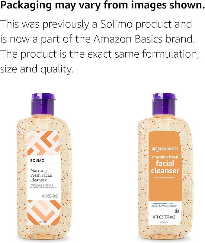 Amazon Basics Morning Fresh Facial Cleanser with Ginseng and Vitamin C, 8 fl oz (Pack of 3)