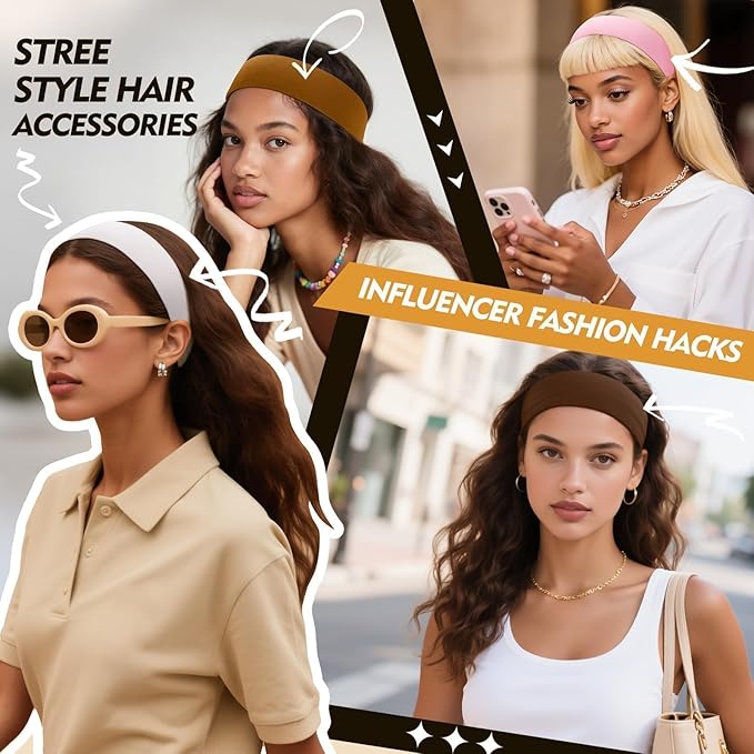 Headbands for Women Stocking Stuffers - 8Pcs Head Bands Non Slip for Women's Hair Accessory Stretchy Fabric Sweat Headband for Workout Sport Yoga Running Christmas Birthday Gifts for Women Valentines