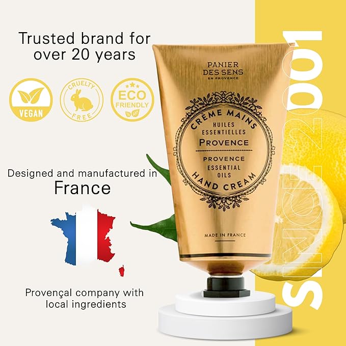 Panier des Sens - Hand Cream for Dry Cracked Hands - Provence Hand Lotion with Shea Butter & Olive Oil - Vitamin E Skin Moisturizer with 97% Natural Ingredients - Made in France, 2.5 fl oz