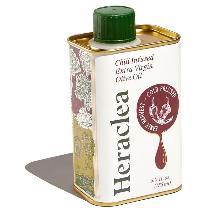 Heraclea - Chili Infused - Extra Virgin Olive Oil - Organic Olive Oil - Extra Virgin - Cold Pressed - Polyphenol Rich EVOO - 5.9oz Bottle