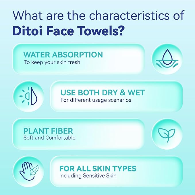 Ditoi Disposable Face Towels,Ultra Thick Face Towelettes XL, Lint-Free Facial Wipes for Makeup Removal & Gentle Skin Care,10"×12", 200 Count (4 Pack),Pearl-textured
