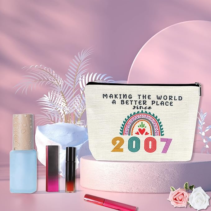 18th Gifts for Girls, Her, Sister, Daughter, Niece, Funny 2007 18th Birthday Gifts, Small Makeup Bag for 18 Year Old Teenage Girls Trendy Stuff, Christmas Party Favors Ideas, Cosmetic Travel Bags