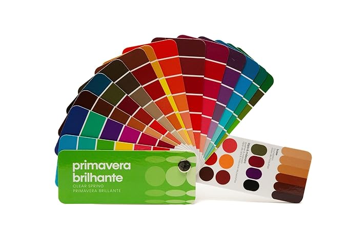 Multilingual Clear/Bright Spring Palette Color Fan by Studio Immagine, Personalized Color Guide for Cost Saving, Smart Shopping, Outfit & Wardrobe Planning; Primavera Brilhante/Invierno Brillante