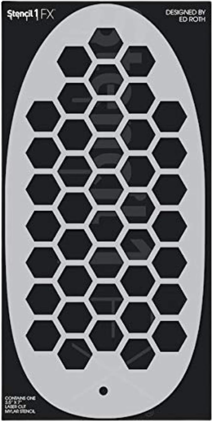 Stencil1FX - Hexagon Eye Makeup Stencil for Costumes, Dress Up, Halloween, Cosplay, Arts, Face Painting