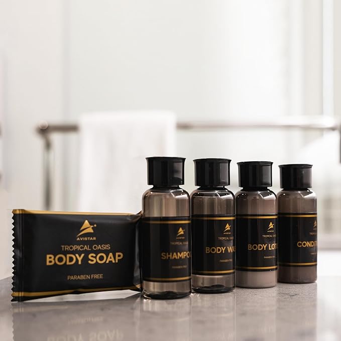 80 Piece Set Hotel Guest Soaps for Bathroom, Travel Size Bulk Toiletries Set, Supplies for Guests, 20 Pack w/ 20 Shampoo 20 Conditioner 20 Body Wash 20 Lotion