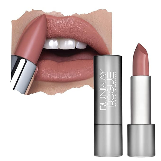 Runway Rogue 90s Vibe Lipstick, Moisturizing Matte Nude/Light-Rose Lipstick, ‘Booked Out’