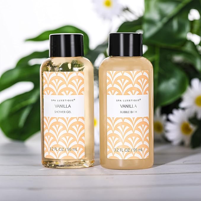 Spa Luxetique Spa Gifts for Women 6pc Vanilla Bath Sets Women Gift With Body Lotion, Shower Gel, Bubble Bath, Hand Cream, Bath and Body Gifts Set, Christmas Gifts